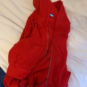 Cropped red ribbed brandy Melville zip up hoodie